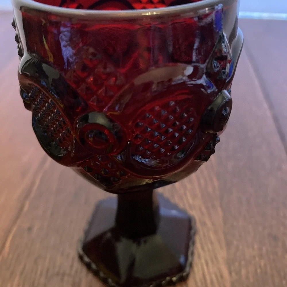Avon 1876 Cape‎ Cod Collection Ruby Red Wine Goblet 4 1/2